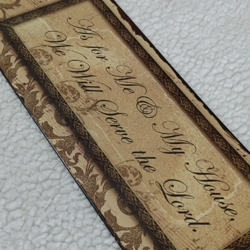Vintage-Inspired Home Wall Plaque - Cream & Brown - Metal Art - Religious